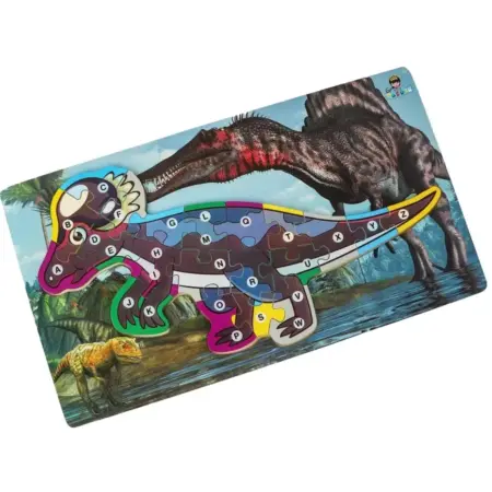 Деревянная головоломка по номерам "Динозавры", рамка-вкладыш. KoroBoom Shop