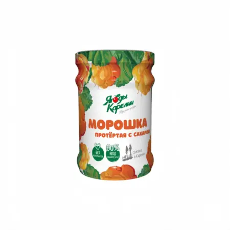 Морошка протёртая с сахаром 280 г. Ягоды Карелии