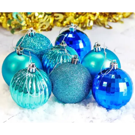 Набор шаров на ёлку "Ассорти", d 6 см, 8 шт, цвет синий. KoroBoom Shop