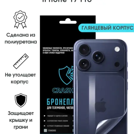 Защитная гидрогелевая пленка на корпус iPhone 17 Pro. БРОНЕПЛЕНКА CRASH ME