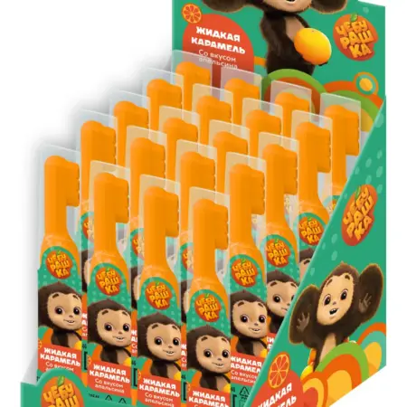 Жидкая карамель в упаковке зубная щетка Чебурашка. Уголок сказки