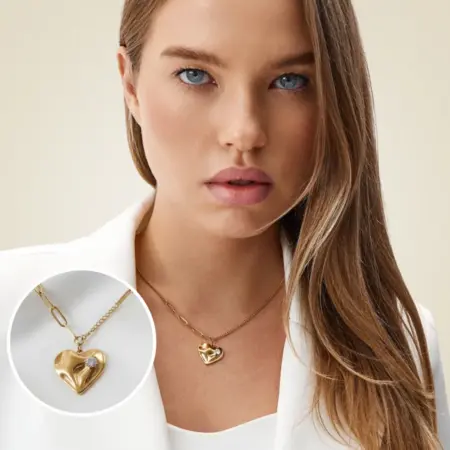 Подвеска на шею на цепочке сердечко со стразой. TOUCHÉ