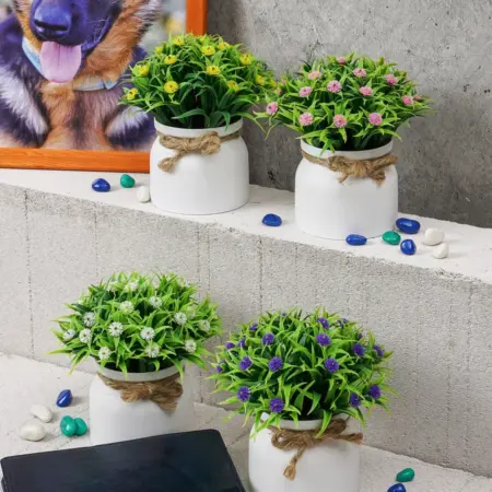 Искусственные цветы для декора комнаты в горшках 4 штуки. KridaGroup