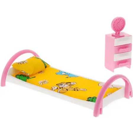 Мебель для кукол "Кровать с тумбой", для кукольного домика. KoroBoom Shop