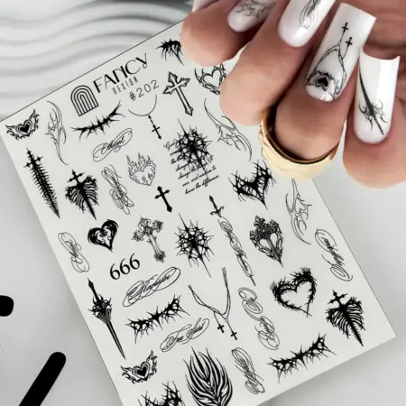 Слайдеры наклейки для ногтей готические кресты. NAILS MARKET