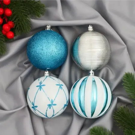 Набор шаров "Агнет. Узоры", 8 см, 4 шт, пластик, цвет микс. KoroBoom Shop