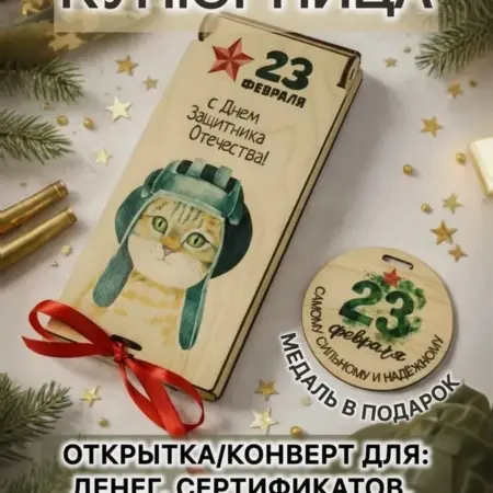 Открытка для денег Подарок на 23 февраля. Клин Клином