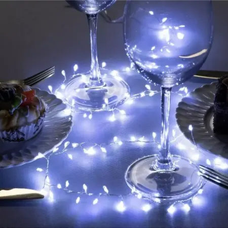 Гирлянда "Мишура" на батарейках 1 м роса, белое свечение. KoroBoom Shop