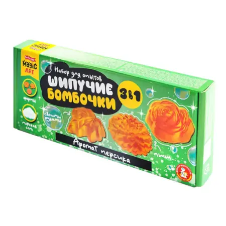 Набор для опытов "Шипучие бомбочки. Персик", своими руками. KoroBoom Shop