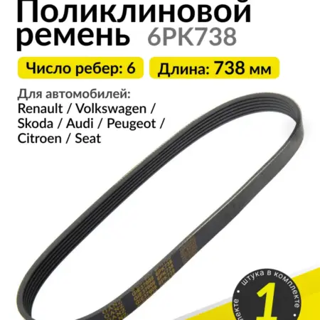 Ремень генератора поликлиновой Лада Приора, Фольксваген Поло. Parts Planet