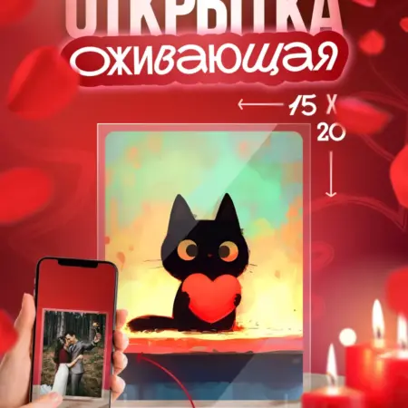 Видео открытка "Милый котик" подарок девушке на 14 февраля. Arthata - Фотообои, Картины, Панно, Постеры