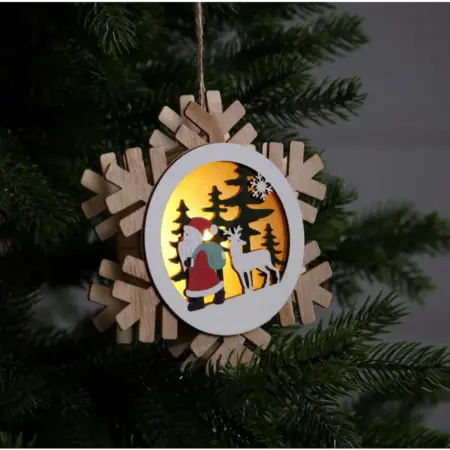 Деревянная ёлочная игрушка "Дед Мороз с подарками", 15.5 см. KoroBoom Shop