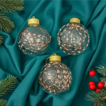 Набор шаров "Джотто", 8 см, 3 шт, пластик, цвет золото. KoroBoom Shop