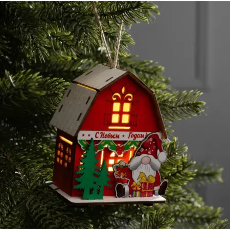 Игрушка на ёлку "Дом Деда Мороза" новогодняя световая фигура. KoroBoom Shop