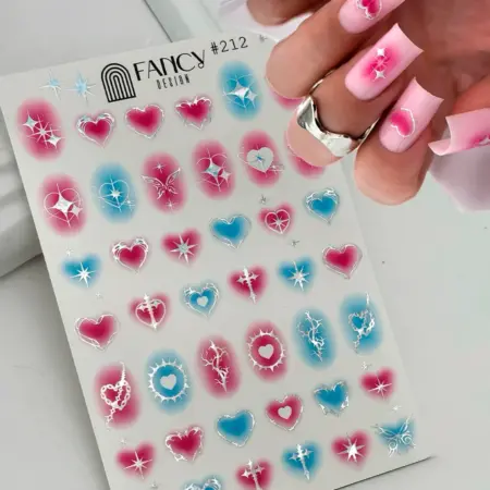 Слайдеры наклейки для ногтей сердечки. NAILS MARKET