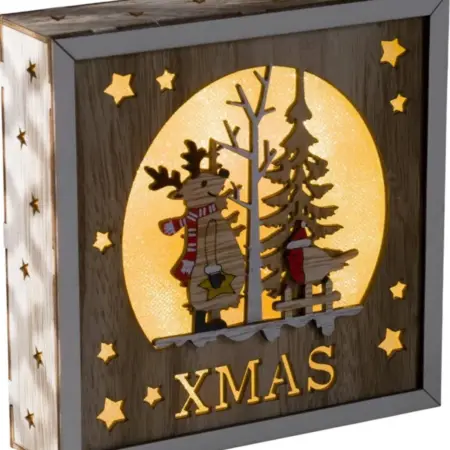 Светодиодная фигура "Олень и снегирь", настольный светильник. KoroBoom Shop