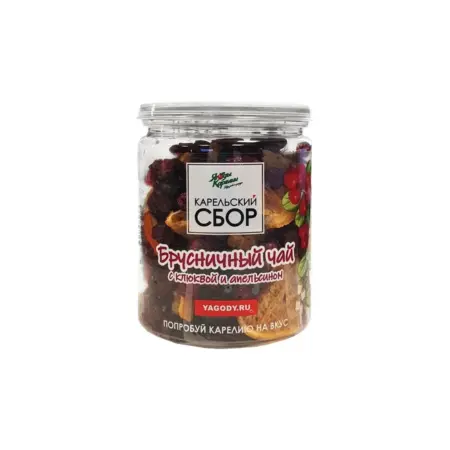 Брусничный чай с клюквой и апельсином. Банка. 35г. Ягоды Карелии
