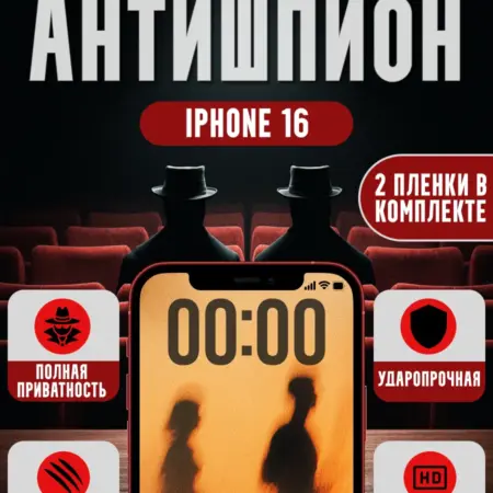 Гидрогелевая пленка глянцевая антишпион для Iphone 16. Гидрогелька - надёжная защита для экрана