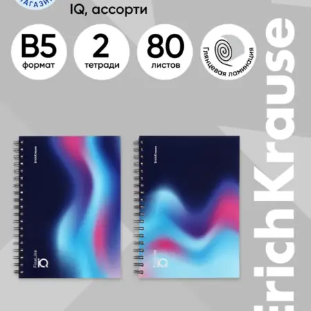 Тетрадь общая 80 листов в клетку на спирали, формат B5. Официальный магазин ErichKrause®