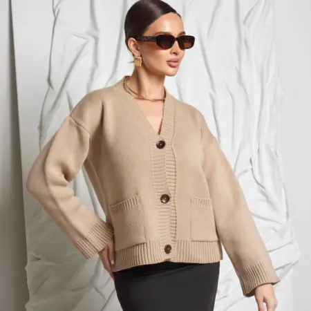 Кардиган вязаный на пуговицах с карманами. KELANI