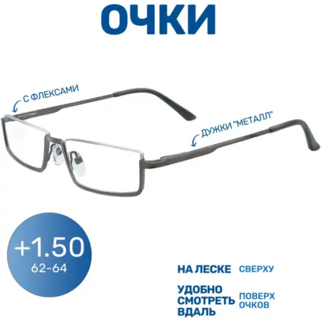 Готовые очки +1 50 для зрения узкие. Стиль Жизни