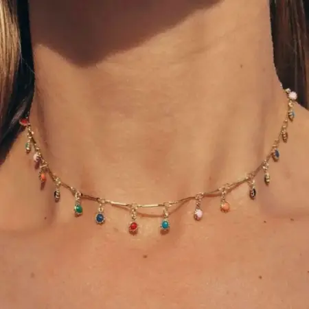 Чокер в подарочной коробочке с круглыми подвесками эмаль. WASABI Jewell