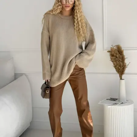 Свитер оверсайз зимний вязаный удлинённый. KNITU