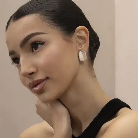 Серьги бижутерия пусеты квадратные серебристые. Lu mi