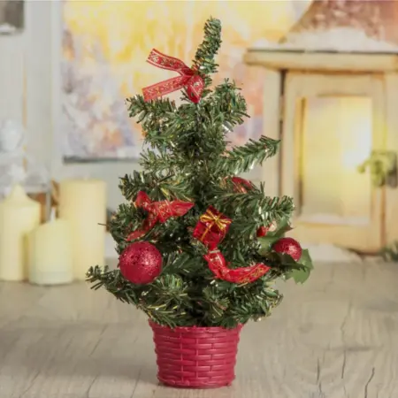 Искусственная новогодняя ель Шарики 25 см, настольная ёлочка. KoroBoom Shop