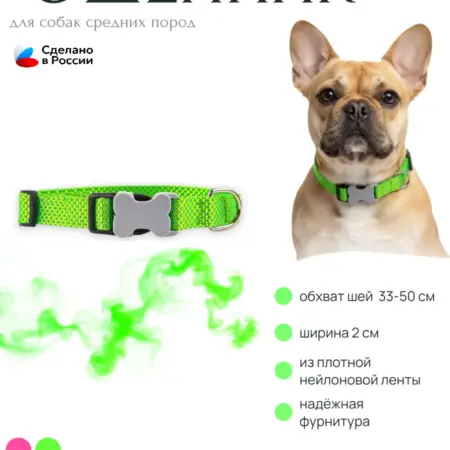 Ошейник для собак средних пород регулируемый. Fluffy's Tail