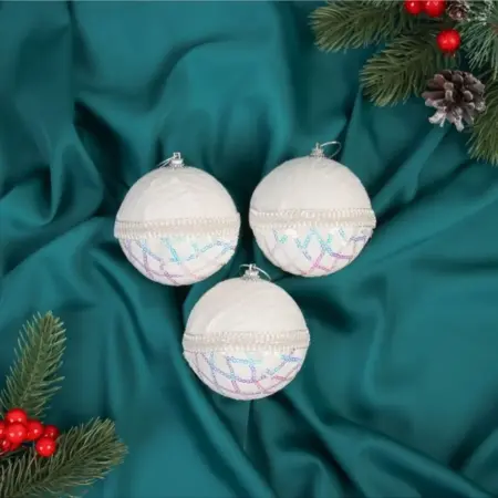 Набор шаров "Нежность", 8 см, 3 шт, пластик, цвет белый. KoroBoom Shop