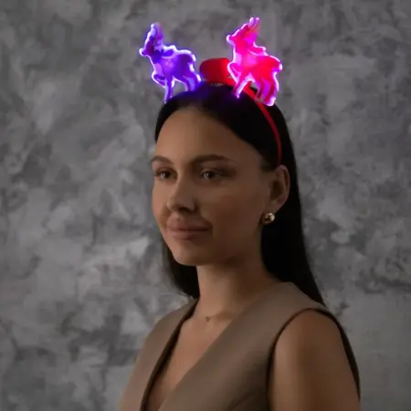 Светящийся новогодний ободок "Олени", аксессуар для волос. KoroBoom Shop