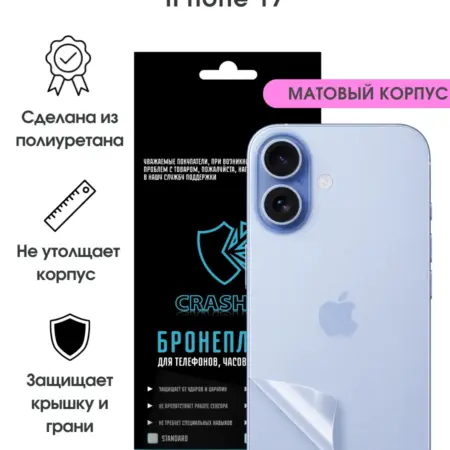 Защитная гидрогелевая пленка на корпус iPhone 17. БРОНЕПЛЕНКА CRASH ME