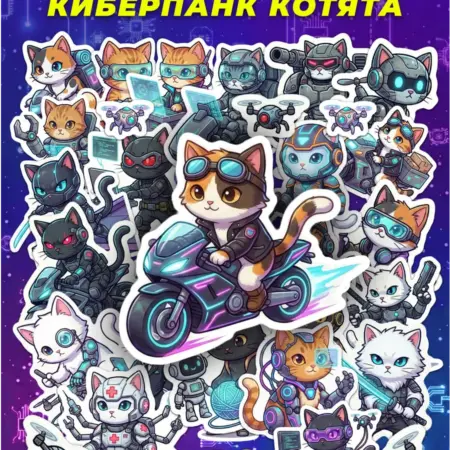 Наклейки котики милые для детей, скрапбукинг. Arttik