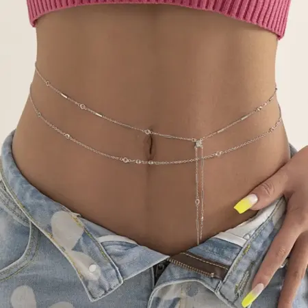 Цепочка на талию бодичейн на живот двойной в коробочке. WASABI Jewell