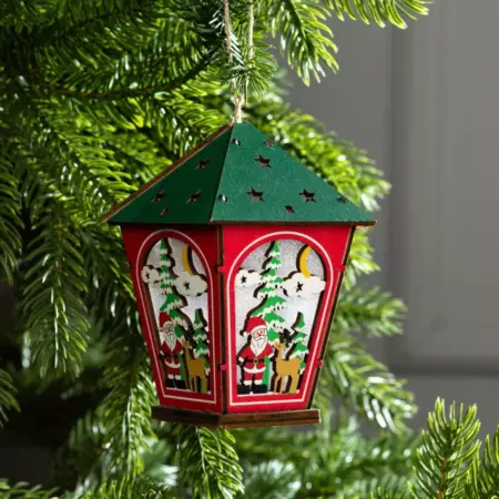 Игрушка-подвеска на ёлку Фонарь с Дедом Морозом с подсветкой. KoroBoom Shop