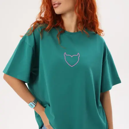 Футболка оверсайз с принтом сердце трикотаж хлопок. ALTRACCI