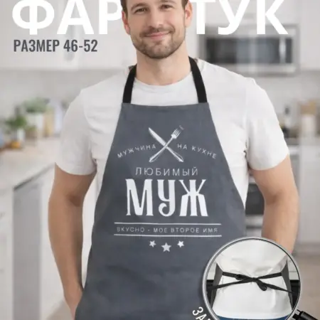 Фартук мужской кухонный поварской подарочный мужу. Сима-Ленд - Модный