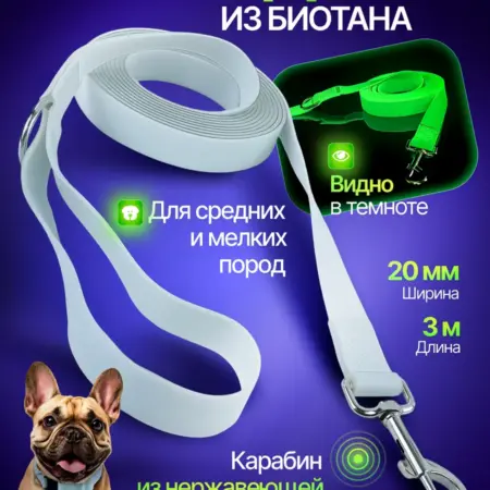 Светящийся биотановый поводок для собак. POPER HOME
