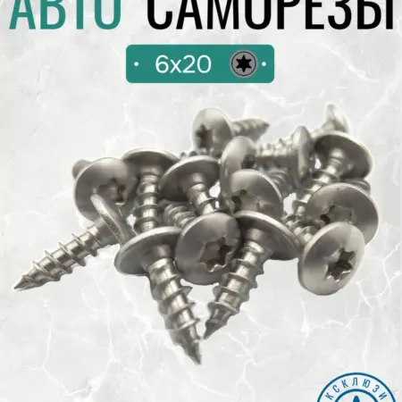 Саморезы автомобильные нержавеющие 6х20 TORX, 15 шт. VINT77