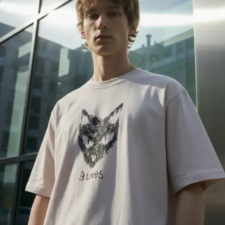 Футболка из хлопка с принтом кошки. ТВОЕ