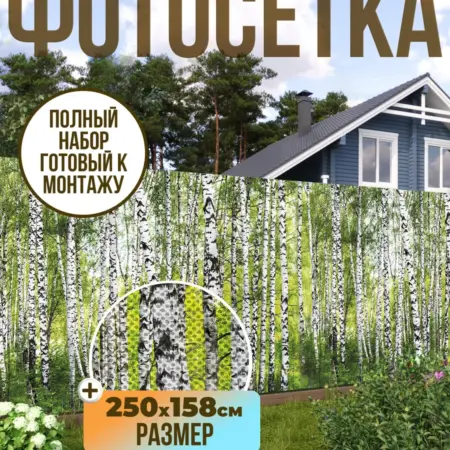 Фотосетка фотофасад для забора, 250х158 см, березки. Текстиль и декор от производителя