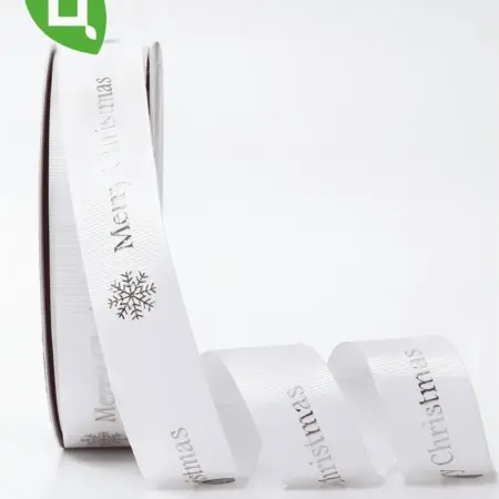 Лента упаковочная Merry Christmas белая 1CM*80Y 1шт. Цветущий Город