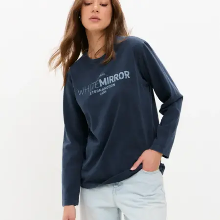 Лонгслив с принтом надписью и вареным эффектом, варенка. TIM&JOY