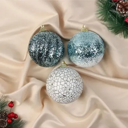 Набор шаров Ксавье Ассорти, 8 см, 3 шт, пластик, бело-синий. KoroBoom Shop