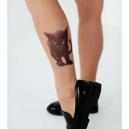 Колготки с рисунком кошек эффект татуировки. Art Lab