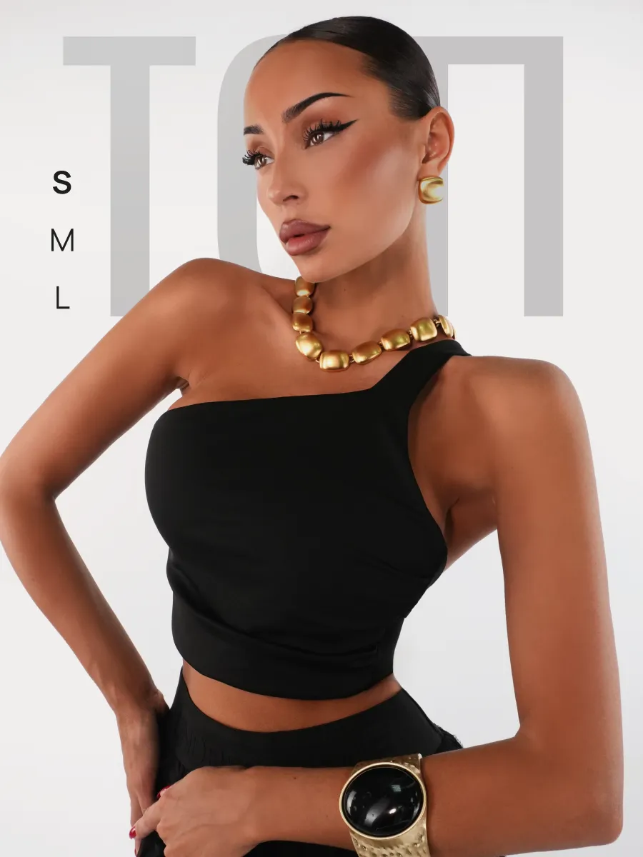 Кроп-топ вечерний асимметричный на одно плечо. RUNNRUSH