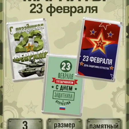 Магниты акриловые 23 февраля 3 штуки. ТД Филькина грамота