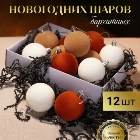Набор новогодних елочных шаров бархатных. Mot's