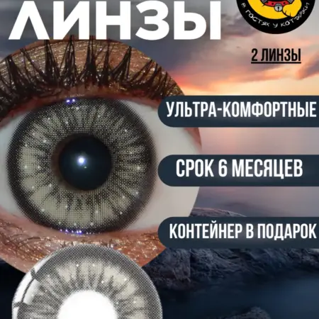 Цветные контактные линзы для глаз нулевки серые цветочки. В гостях у Котэйки